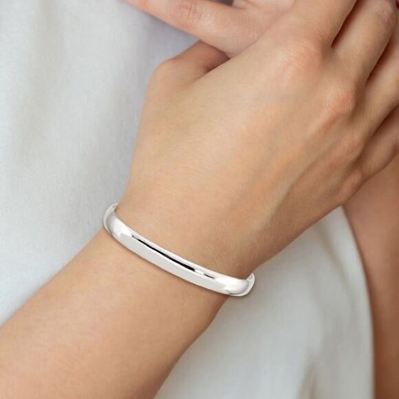 Sterling Silver 8mm Polished Flexible Bangle - Picture 1 of 4